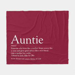 Best Ever Aunt Auntie Definition Burgundy Fun Fleece Blanket