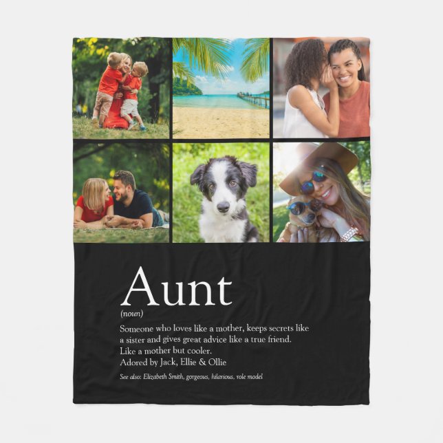 Best Ever Aunt Auntie Definition Photo Collage Fleece Blanket (Front)