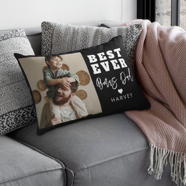 Best Ever Bonus Dad | Photo Lumbar Cushion (Creator Uploaded)