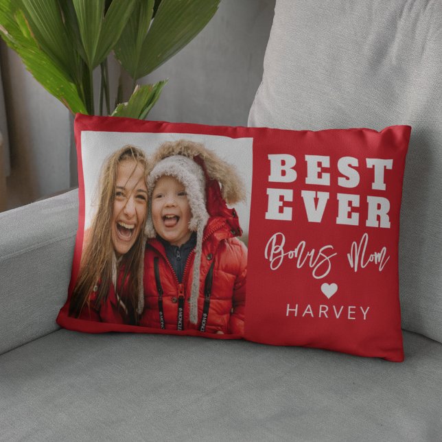 Best Ever Bonus Mum | Photo Lumbar Cushion (Creator Uploaded)