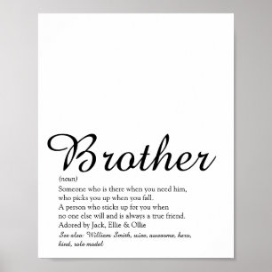 Best Ever Brother Definition Black and White Fun Poster