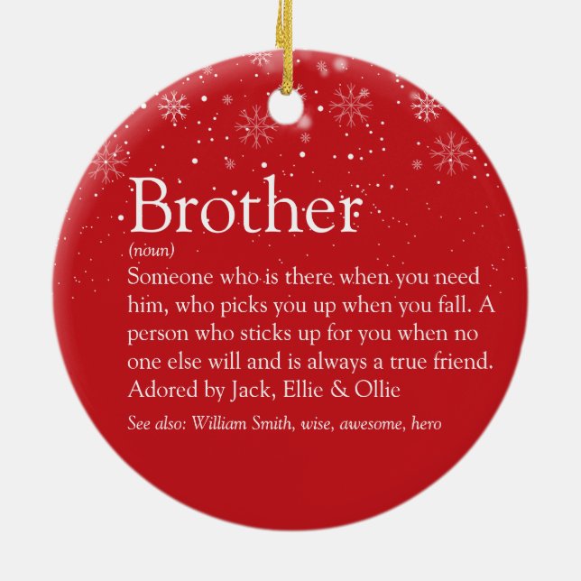 Best Ever Brother Definition Photo Christmas Ceramic Tree Decoration (Back)