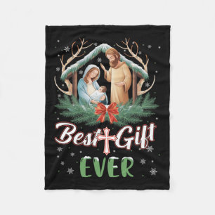 Best Ever Christmas Cool Jesus Nativity Scene Chri Fleece Blanket