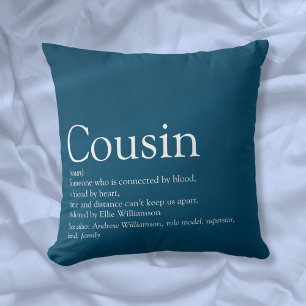 Best Ever Cousin Definition Blue Fun Cushion
