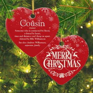 Best Ever Cousin Definition Christmas Holiday Ceramic Tree Decoration