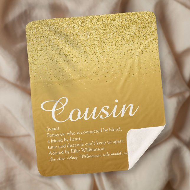 Best Ever Cousin Definition Fun Gold Glitter Sherpa Blanket (Best Ever Cousin Definition Fun Gold Glitter Sherpa Blanket)