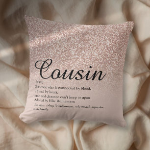Best Ever Cousin Definition Rose Gold Glitter Cushion