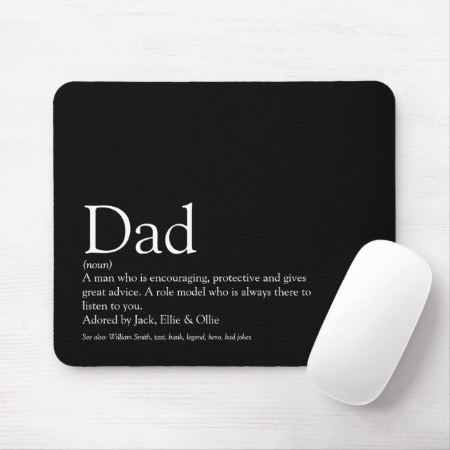 Best Ever Dad Daddy Father Definition Black Mouse Mat (With Mouse)