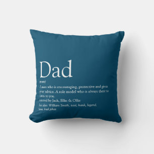 Best Ever Dad, Daddy, Father Definition Blue Cushion