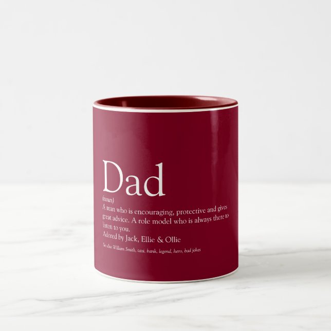 Best Ever Dad Daddy Father Definition Burgundy Two-Tone Coffee Mug (Center)