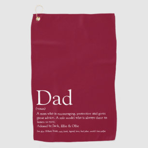 Best Ever Dad Daddy Father Definition Fun Burgundy Golf Towel