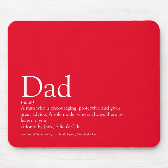 Best Ever Dad Daddy Father Definition Fun Red Mouse Mat (Front)