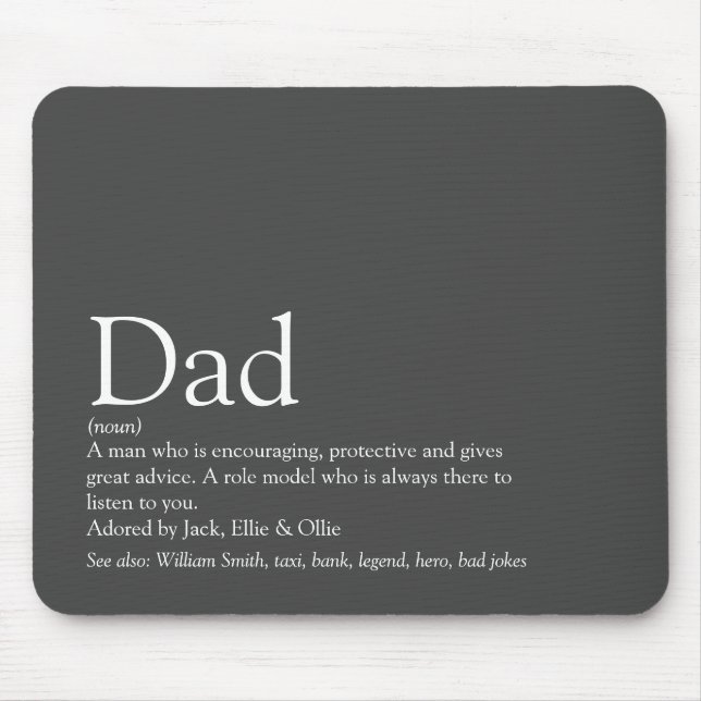 Best Ever Dad Daddy Father Definition Gray Mouse Mat (Front)