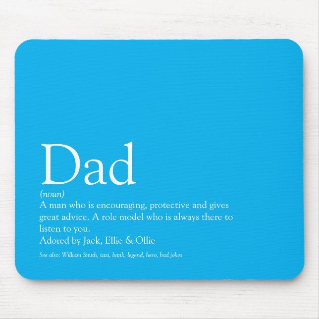 Best Ever Dad Daddy Father Definition Sky Blue Mouse Mat (Front)