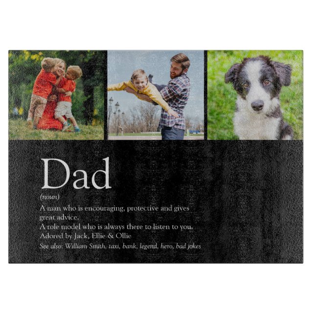 Best Ever Dad Father Definition Photo Black Cutting Board (Front)