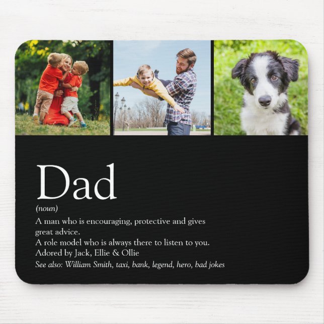 Best Ever Dad Father Definition Photo Black Mouse Mat (Front)