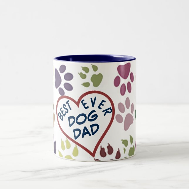 Best Ever Dad Gift Mug - Heart Paws Dog Dad Gift (Center)
