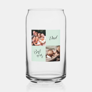 Best ever Dad photo gift green  Can Glass