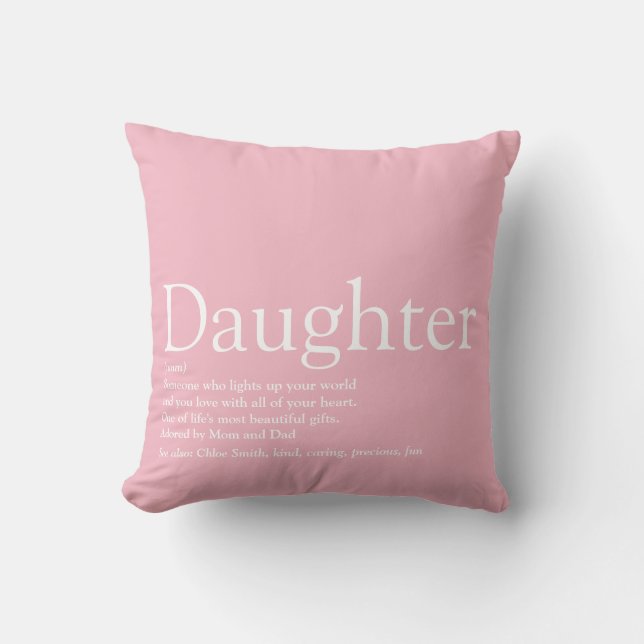 Best Ever Daughter Definition Girly Pink Cushion (Front)
