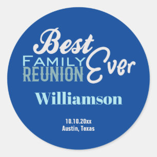 Best Ever Family Reunion Monogram Blue Invite Seal