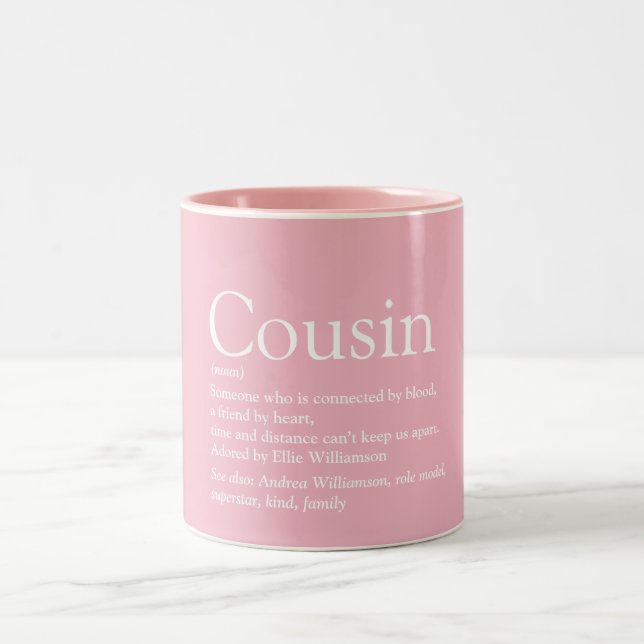 Best Ever Favourite Cousin Definition Pink Two-Tone Coffee Mug (Center)