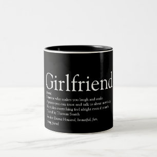 Best Ever Girlfriend Definition Black and White Two-Tone Coffee Mug