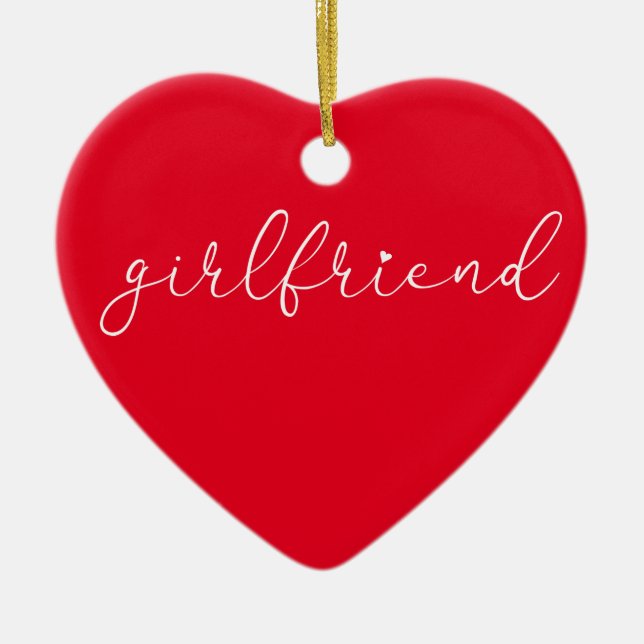 Best Ever Girlfriend Definition Script Love Heart Ceramic Tree Decoration (Front)