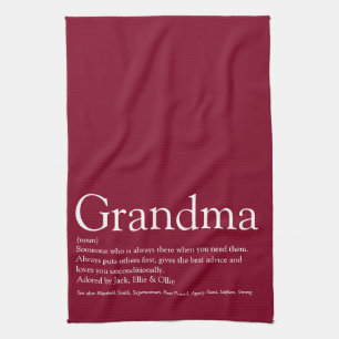 Best Ever Grandma Grandmother Definition Burgundy Tea Towel