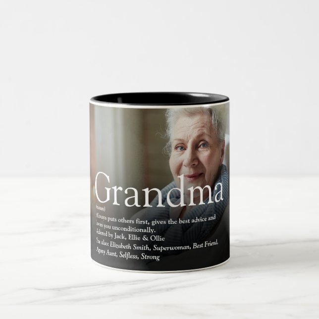 Best Ever Grandma, Grandmother Definition Photo Two-Tone Coffee Mug (Center)