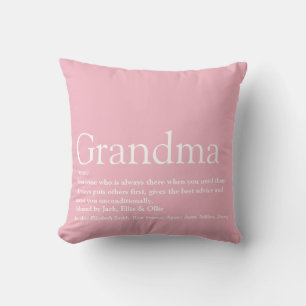 Best Ever Grandma, Grandmother Definition Pink Cushion