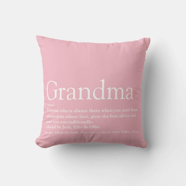 Best Ever Grandma, Grandmother Definition Pink Cushion (Front)