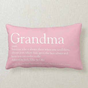 Best Ever Grandma, Grandmother Definition Pink Lumbar Cushion