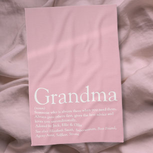 Best Ever Grandma, Grandmother Definition Pink Tea Towel