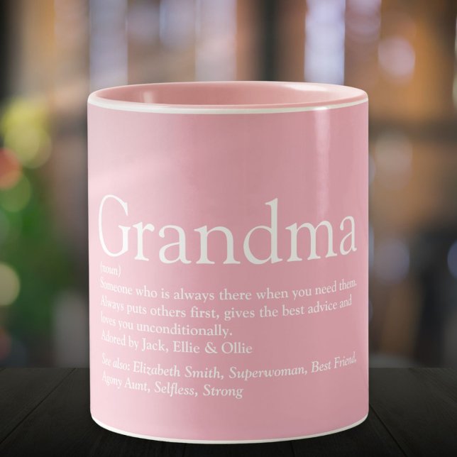 Best Ever Grandma, Grandmother Definition Pink Two-Tone Coffee Mug (Best Ever Grandma Grandmother Definition Pink Two-Tone Coffee Mug)
