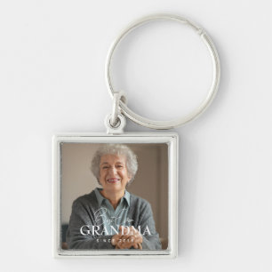 Best Ever Grandma Since 20XX Simple Elegant Photo Key Ring