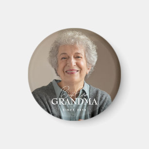 Best Ever Grandma Since 20XX Simple Elegant Photo Magnet