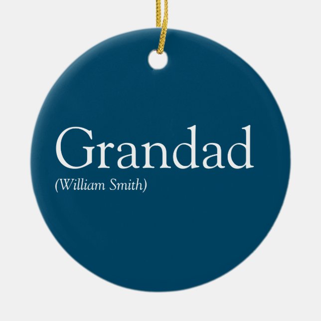Best Ever Grandpa, Grandad, Papa Definition Blue Ceramic Tree Decoration (Front)