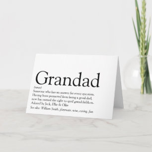 Best Ever Grandpa, Grandad, Papa Definition Card