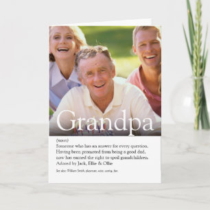 Best Ever Grandpa, Grandad, Papa Definition Photo Card
