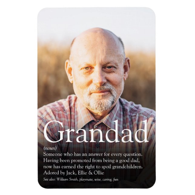 Best Ever Grandpa, Grandad, Papa Definition Photo Magnet (Vertical)
