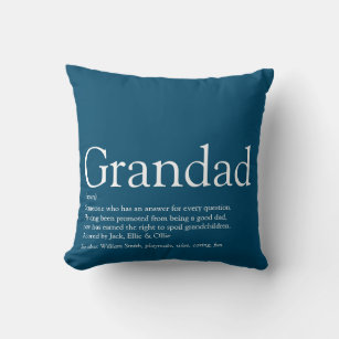 Best Ever Grandpa, Grandfather Definition Blue Cushion