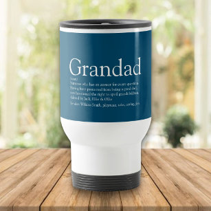 Best Ever Grandpa, Grandfather Definition Blue Travel Mug