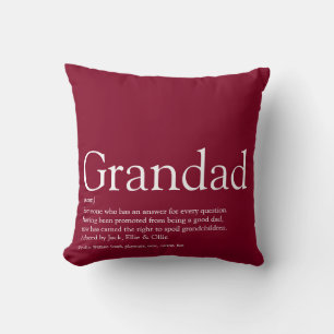 Best Ever Grandpa, Grandfather Definition Burgundy Cushion