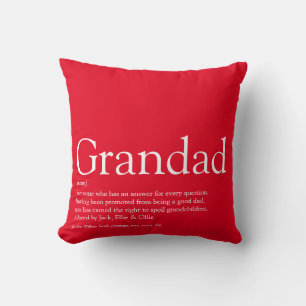 Best Ever Grandpa Grandfather Definition Red Cushion