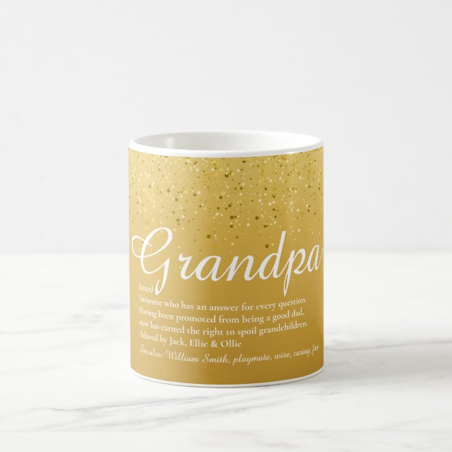 Best Ever Grandpa, Papa Definition Gold Glitter Coffee Mug (Center)