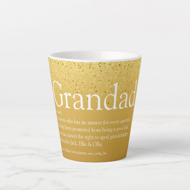 Best Ever Grandpa, Papa Definition Gold Glitter Latte Mug (Front)