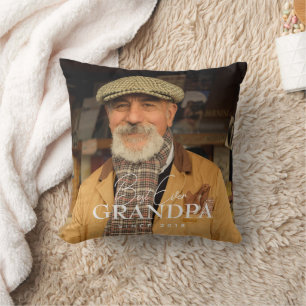 Best Ever Grandpa Since 20XX Simple Elegant Photo Cushion