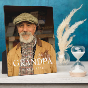 Best Ever Grandpa Since 20XX Simple Elegant Photo Plaque
