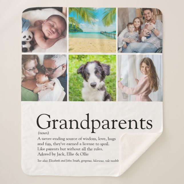 Best Ever Grandparents Definition 6 Photo Sherpa Blanket (Front)