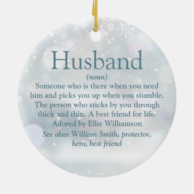Best Ever Husband Definition Christmas Holidays Ceramic Tree Decoration (Back)